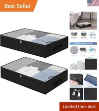Black Underbed Storage Bags 2-Pack with Clear Window & Dust-Proof Zipper