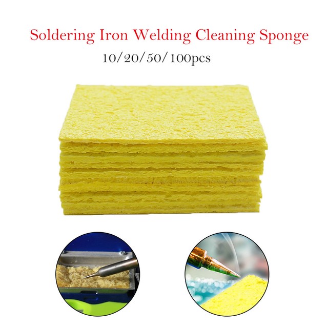 10100pcs Soldering Iron Solder Tip Welding Cleaning Sponge Yellow Iron
