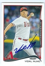 Vidal Nuno autographed baseball card (Arizona Diamondbacks) 2014 Topps #US-95