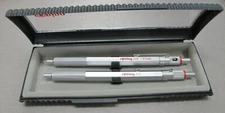 Rotring 600 Silver Hexagonal Knurled  Ballpoint Pen &  0.5 Pencil Set New In Box