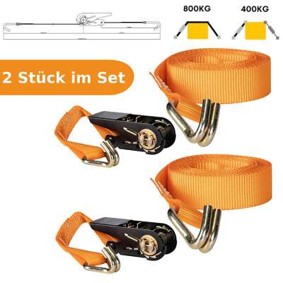 2x Spanngurt mit Ratsche 6m 400/800 kg Zurrgurt Ratschengurt Sicherungsgurt Set