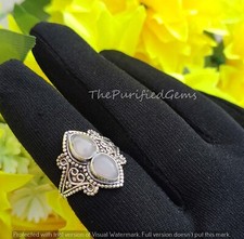 Natural Rose Quartz Gemstone Crystal Handmade Ring Healing Jewelry For Women 