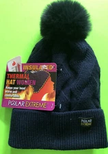 New Polar Extreme Women's Zigzag Print Beanie Cuff Cap with FAUX FUR