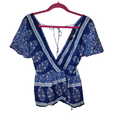 Francesca s blue rain wrap top size XXS 
