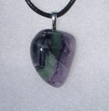 Purple Green Clear Fluorite Free Form Crystal Gemstone Pendant Necklace