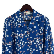 Vintage Lady Manhattan Blue Butterfly Blouse Size 14