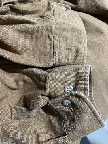 VINTAGE CARHARTT WHEAT DENIM DETROIT JACKET Shirt BARN COAT 3X Hunting Camping - Picture 10 of 10