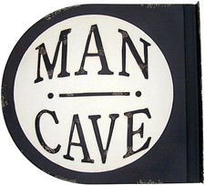 Distressed Tin Man Cave Sign, Wall Mounted, Retro Style Bar D cor, 14.25 Inches