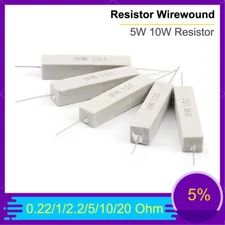 5W 10W Resistor Wirewound Cement Ceramic Horizontal 0.22 1 2.2 5 10 20 Ohm 5%