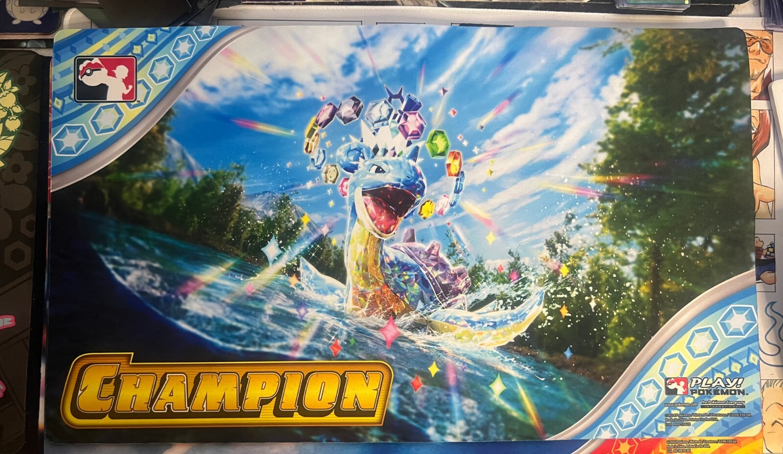Pokemon League Cup Champion Lapras Playmat Trading Card Game