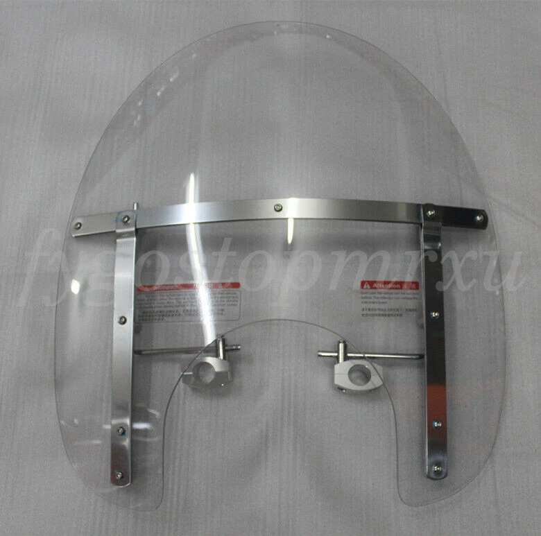 Parabrisas de motocicleta transparente de 23"x21" parabrisas grande universal manillar de 7/8''1"" Foto 3 de 4