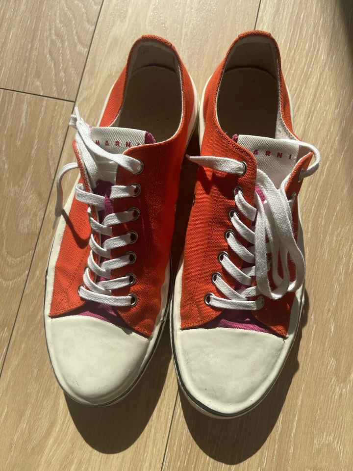 Zapatillas MARNI de Lona Naranja/Rosa Talla 39 (US 8) ¡Hechas en Italia Usadas en Excelente Condición! $410 al por menor Foto 3 de 4