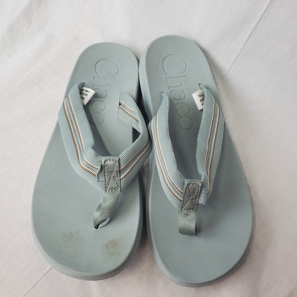 Chaco Chillos Women Flip Flop Sandals Sadie Aqua Gray Size