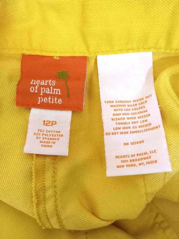 Hearts of Palm Capri Pants Womens Size 12P Canary Yellow Skimmer 16 W x 25 L - Image 2 of 4