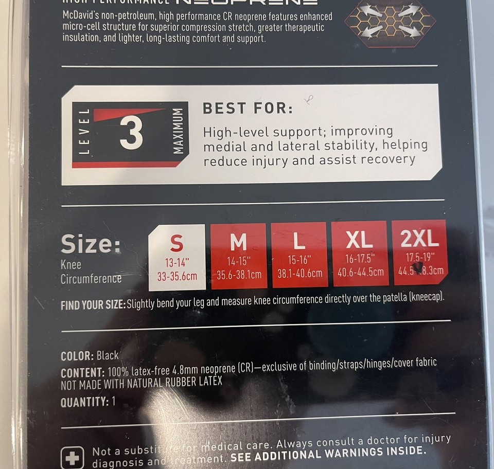 MCDAVID Adult Hinged Knee Brace With Cross Straps 429x Size S Black