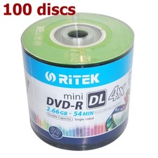 Mini DVD-R DL Blank DVD Dual Layer 4x 8cm 2.6 GB Recordable Ritek - 100 Pieces