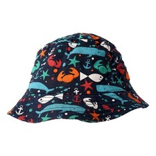 Kids Printed Bucket Hat Ocean Life, Youth Large 6-10Y, 100 Cotton UPF 30
