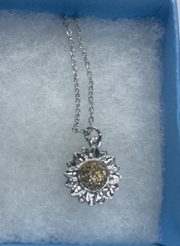💎Touchstone Crystal Necklace Rhodium Sunflower 15-18” New Condition - Picture 4 of 8