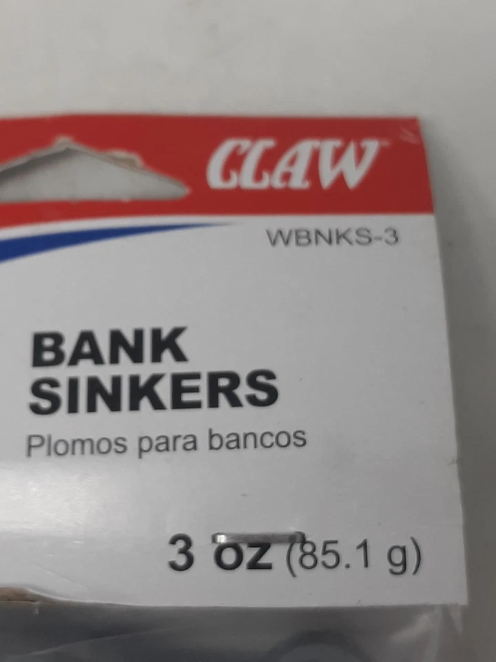 Eagle Claw WBNKS-3 Bank Sinkers 3 oz pesos de plomo lote de 6 paquetes (18 en total) Foto 3 de 4