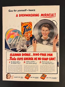 Tide VTG 1950s Print Add 10x13 Women Franciscan Coronado Dishwashing Mid Century