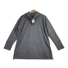 New Jones New York Mini Houndstooth Long Sleeve Top size Medium Black/White