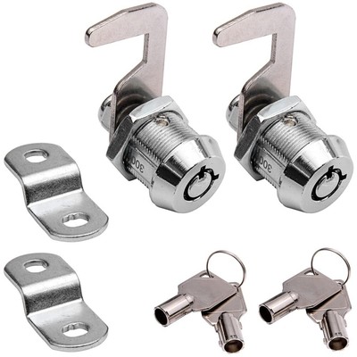 Tubular Cam Lock 5/8'' Chrome, Keyed Alike, 2 Pack for Toolbox/Security
