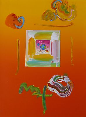 Peter Max Cosmic Läufer Mit Planeten Einzigartige Variation Mischtechnik Hand