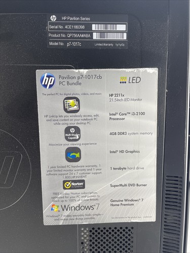 HP Pavilion P7-1017cb MT Intel Core i3-2100 3.1GHz 4GB RAM No HDD No OS - Picture 6 of 12