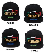 Mexican Mexico Federal State Name Embroidered Snapback Flat Bill Baseball Cap