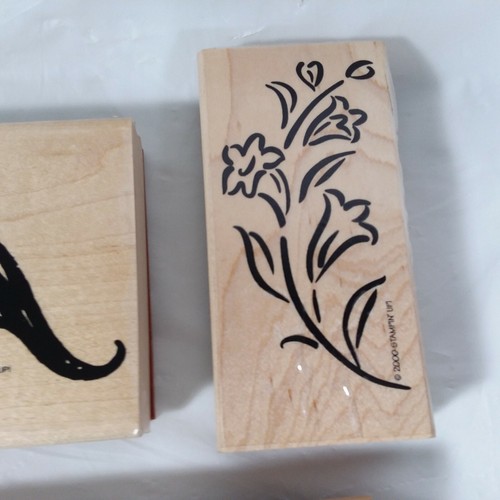 Estampillas de goma de bloques de madera con estampillas de diseños florales - Imagen 4 de 9