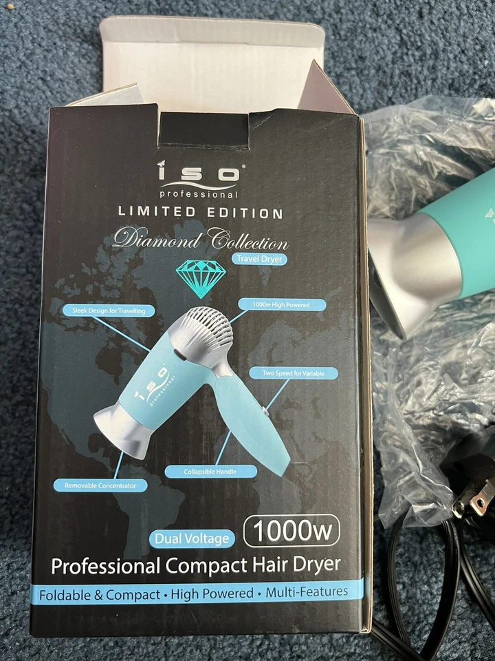 Secadora de Viaje Iso Professional Diamond Collection Edición Limitada 1000W Doble Voltio Foto 3 de 3