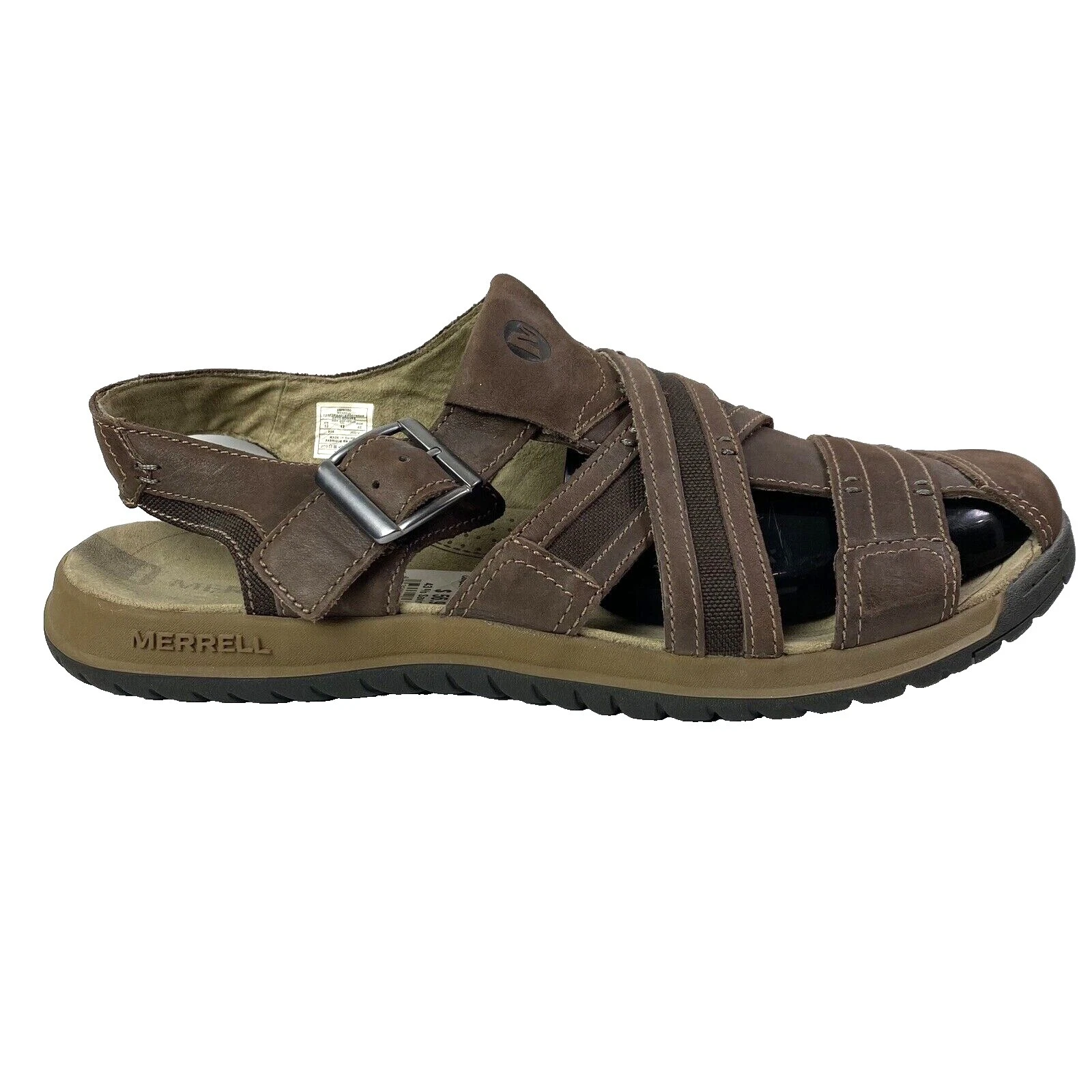 Sandalias Marrón Merrell superior de cuero para hombres