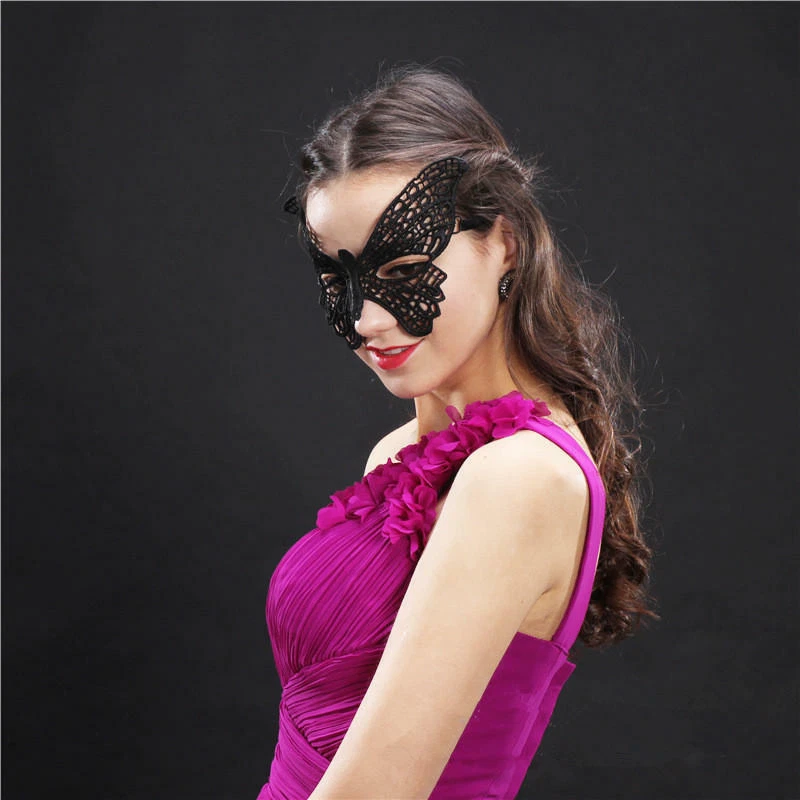 4x Black Lace Mask Masquerade Eye Face Eyemask Women Party Halloween Mardi Gras - Image 4 of 4