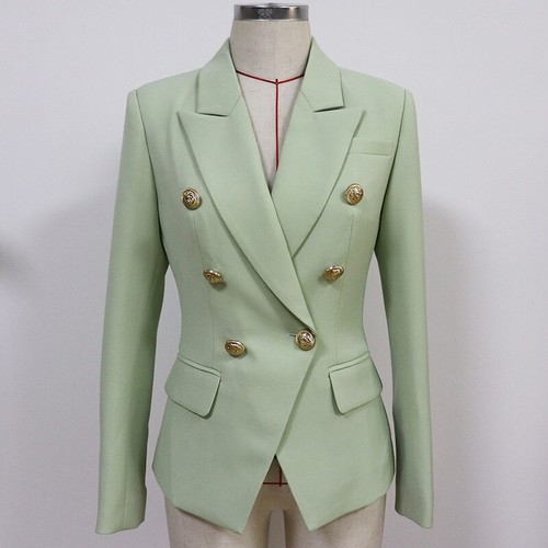 Donna Verde Giacca Abbigliamento Formale Metallo Bottoni Doppio Petto Blazer  | eBay