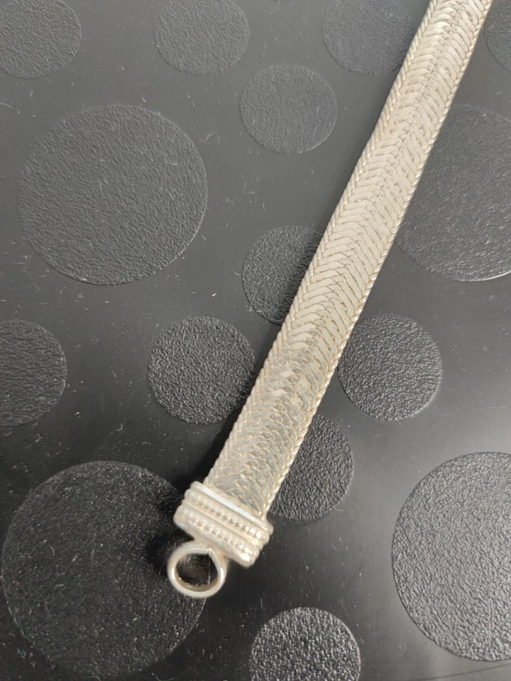 Bracciale Argento Indiano maglia a fascia. Da 20cm. Ca. Artigianale.  - Immagine 4 di 4