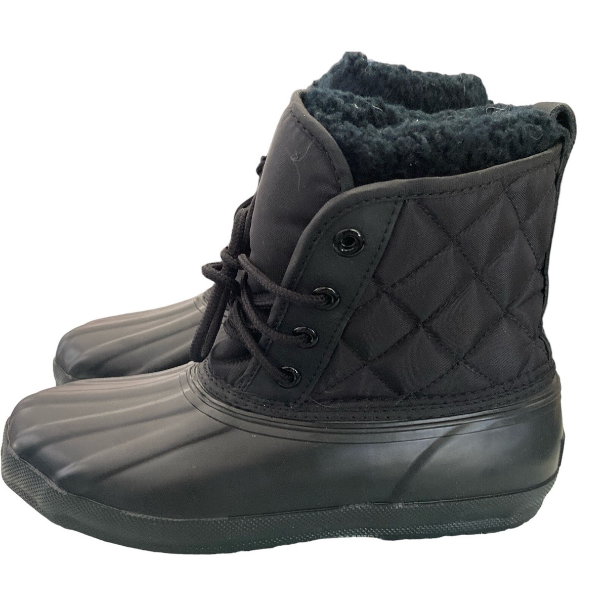 Eddie Bauer Womens Insulated Winter Duck Boots Black Size 9M 