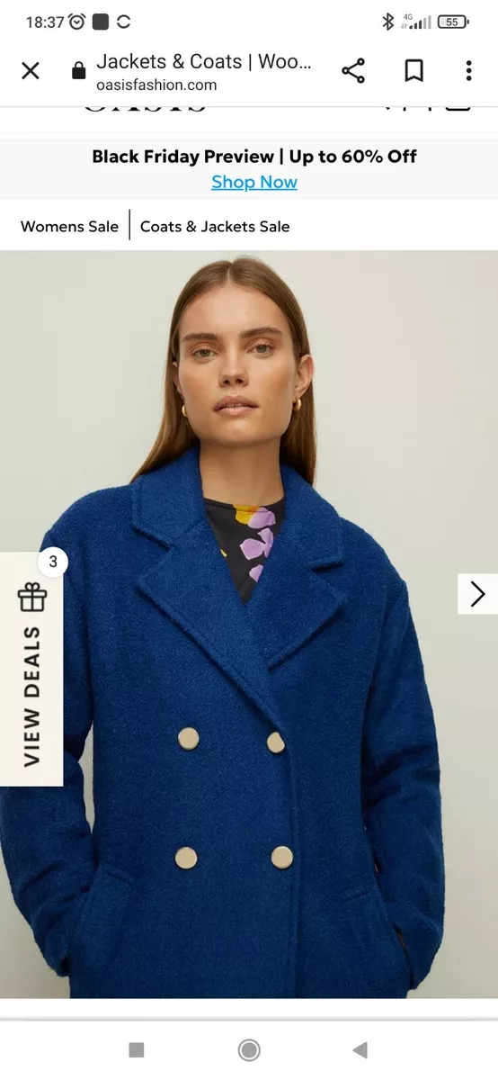 Oasis panel fitted coat navy hot sale