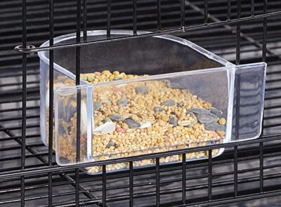 MCAGE Lot of 4 Bird Cage Seed Water Food Feeder Bird Cup Clear Plastic Cup