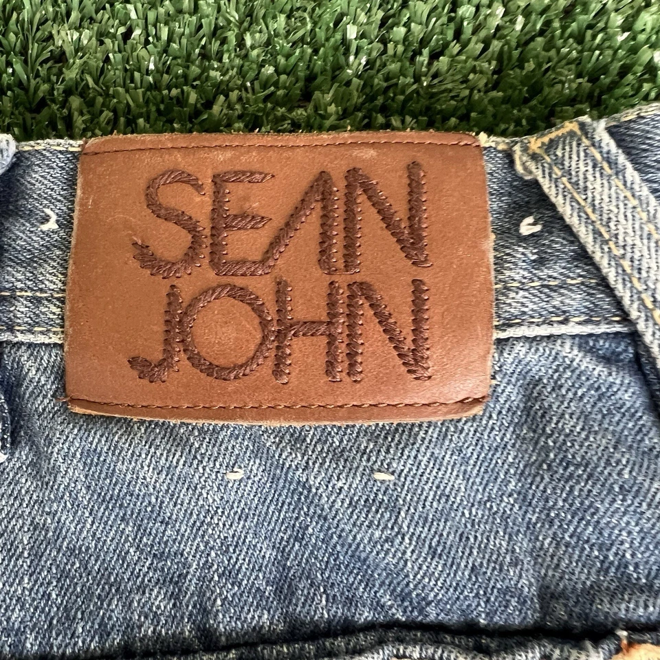 Pantalones Cortos De Colección Y2K Para Hombre Sean John Pierna Ancha Azul Patín Denim 41x16" Estilo JNCO Foto 2 de 4