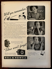 1938 BELL  HOWELL Camera Vintage Print Ad Filmo 8 16 mm Girl Bubbles