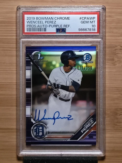 2019 Bowman Chrome Wenceel Perez Prospects Auto Purple 1st /250