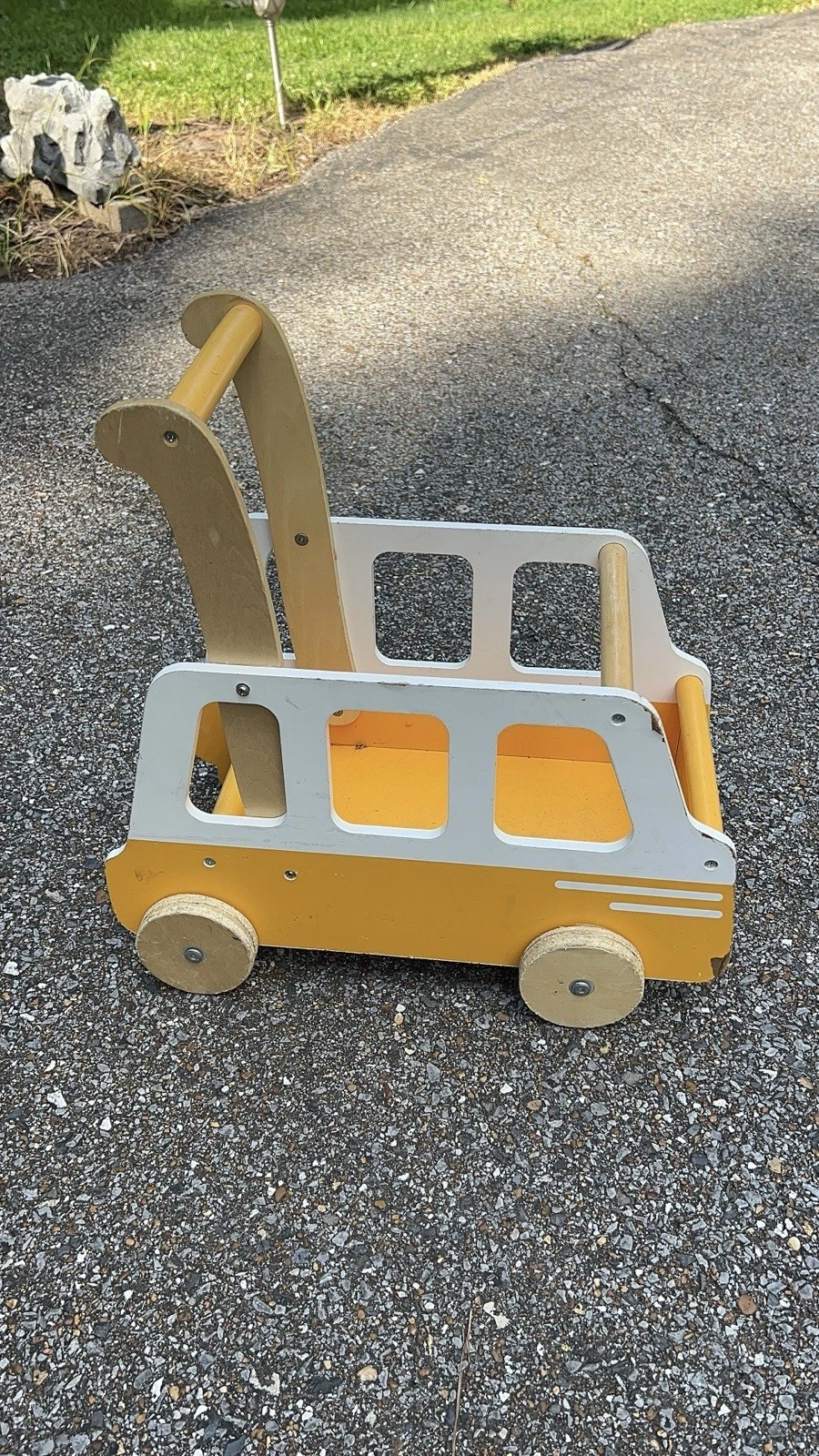 Moover Line Dolls Yellow School Bus Wooden Push-Along Walker Made in Denmark