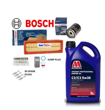 BOSCH SERVICE KIT FOR FIAT 500 1.2i OIL AIR POLLEN FILTERS PLUGS SUMP PLUG & OIL