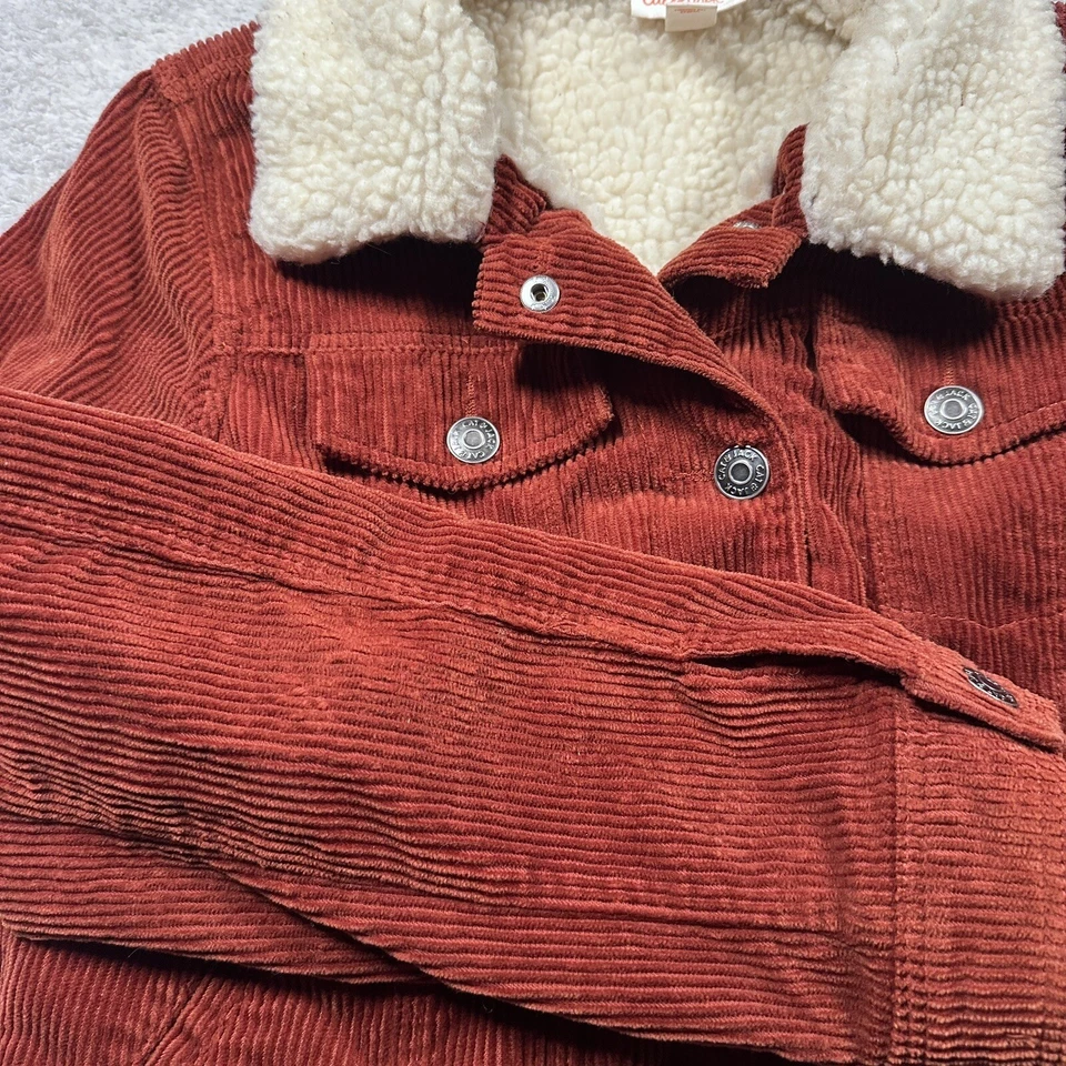 Jaqueta caminhoneiro Cat Jack meninas veludo Sherpa forrada ferrugem vermelha tamanho L 10 12 - Imagem 3 de 4