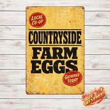 Farm Fresh Eggs Raised Rustic Bar Country Home Metal Tin Sign 8x12