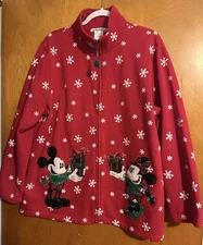 Disney Parks Authentic Original Mickey & Minnie Christmas Snowflake Zip Up 1X