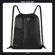 Large Drawstring Gym Backpack with Multiple Pockets for Sports and Travel