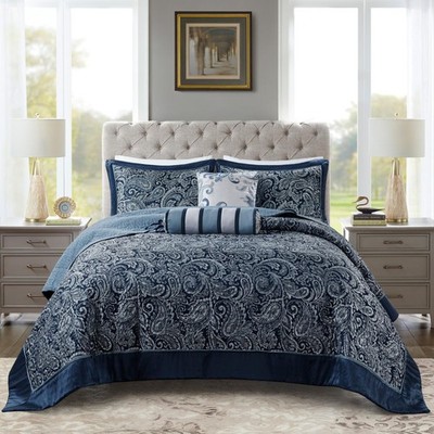 Madison Park Aubrey Reversible Quilted Bedspread Set, Solid Reverse Summer