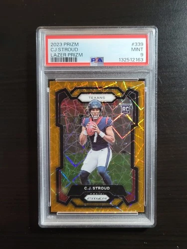 2023 Panini Prizm CJ STROUD #339 RC Orange Lazer PSA 9 Mint Rookie Texans