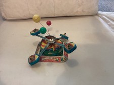 MERRY GO ROUND Blue China Clockwork  Tin Vintage  Toy